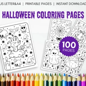 100+ Kids Halloween Coloring & Activity Pages Printable PDF PLR Rights Homeschool