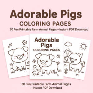 Adorable Pigs Coloring Book – 30 Fun Printable Farm Animal Pages